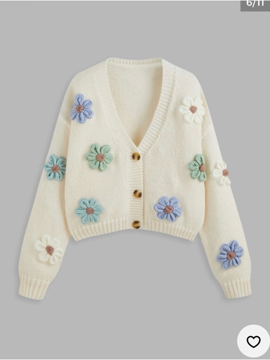 Cider Sweaters - Cider Cream Knit Cardigan with Pastel Floral Appliqués